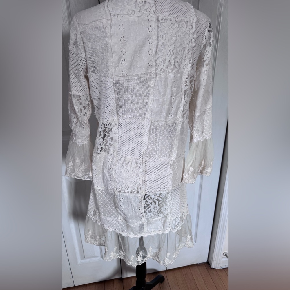 Patchwork Lace Open-Front Blouse / Duster - image 5